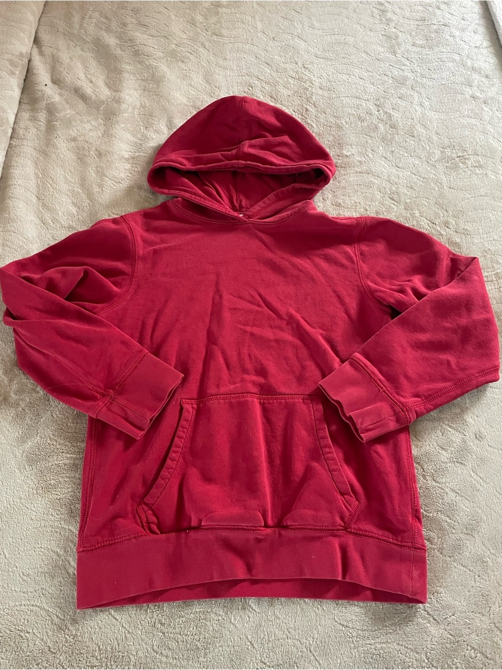 Lands End Red Kids’ Hooded Sweatshirt - Classic Pullover Hoodie